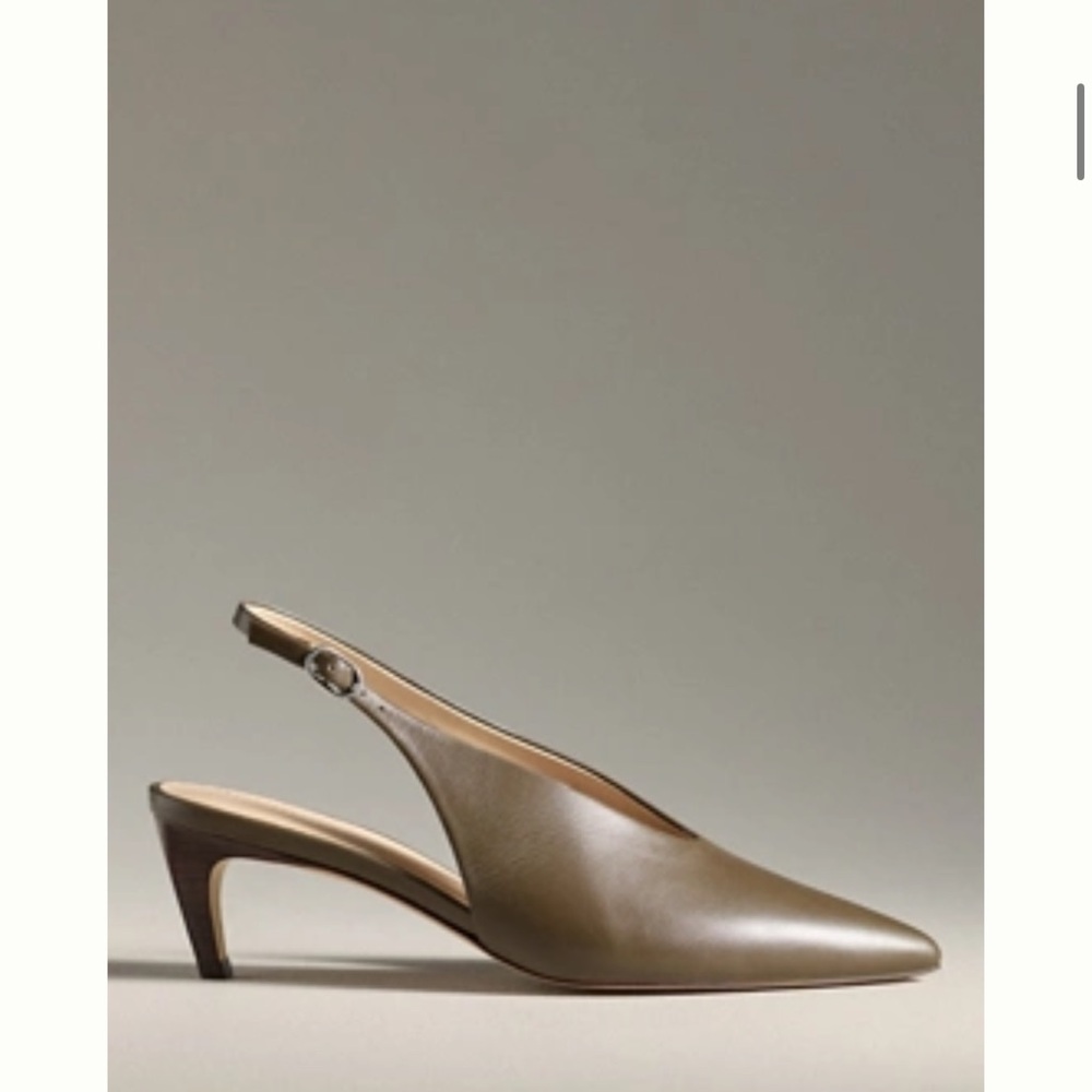 By Anthropologie Pointed-Toe Slingback Pumps Moss NIB US Size 7